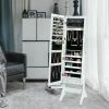 Giantex Armoire à Bijoux Sur Pied Avec Led, Serrure Verrouillable, Rangement Cosmétique Angles Réglables Blanc -MIROIR Soldes Magasin G CNF T90988798 B