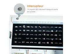 Giantex Armoire à Bijoux Sur Pied Avec Led, Serrure Verrouillable, Rangement Cosmétique Angles Réglables Blanc -MIROIR Soldes Magasin G CNF T90988798 E