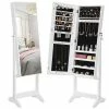 SONGMICS Armoire à Bijoux, Armoire Avec Miroir, Avec Miroir Psyché, Organisateur à Bijoux, Verrouillable, Idée Cadeau, Blanc JJC69WT -MIROIR Soldes Magasin G CNF U18693703 B