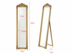 Miroir De Grande Taille Sur Pied Psyché Inclinable Solide Cadre Style Baroque Bois D'eucalyptus 160 X 40 Cm Doré [en.casa] -MIROIR Soldes Magasin G CNF V17519435 F