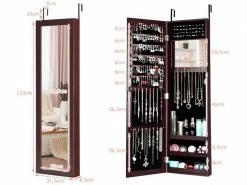 Costway Armoire à Bijoux Mural Avec Miroir Et 3 Niveaux D’étagère Intégrée,marron,armoire De Rangement Cosmétiques Accrochée à La Porte -MIROIR Soldes Magasin G CNF V78805974 F
