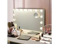 Giantex Miroir De Maquillage à Commande Tactile Avec Grossissement 10x,haut-parleur Bluetooth,15 Ampoules Led Réglable,3 Températures De Couleur Style Hollywood Pour Dressing,plan De Travail