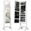 Giantex Armoire à Bijoux Sur Pied Avec 14 Lampes Led, Verrouillable, Réglable à 4 Angles Avec 2 Tiroirs -MIROIR Soldes Magasin G CNF Y66844029 B