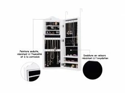 Giantex Armoire à Bijoux Avec Miroir Blanc, Armoire De Rangement Pour Les Bijoux En Mdf-adapté Au Salon, à La Chambre - 96x35x9,7cm -MIROIR Soldes Magasin G CNF Y95936427 D